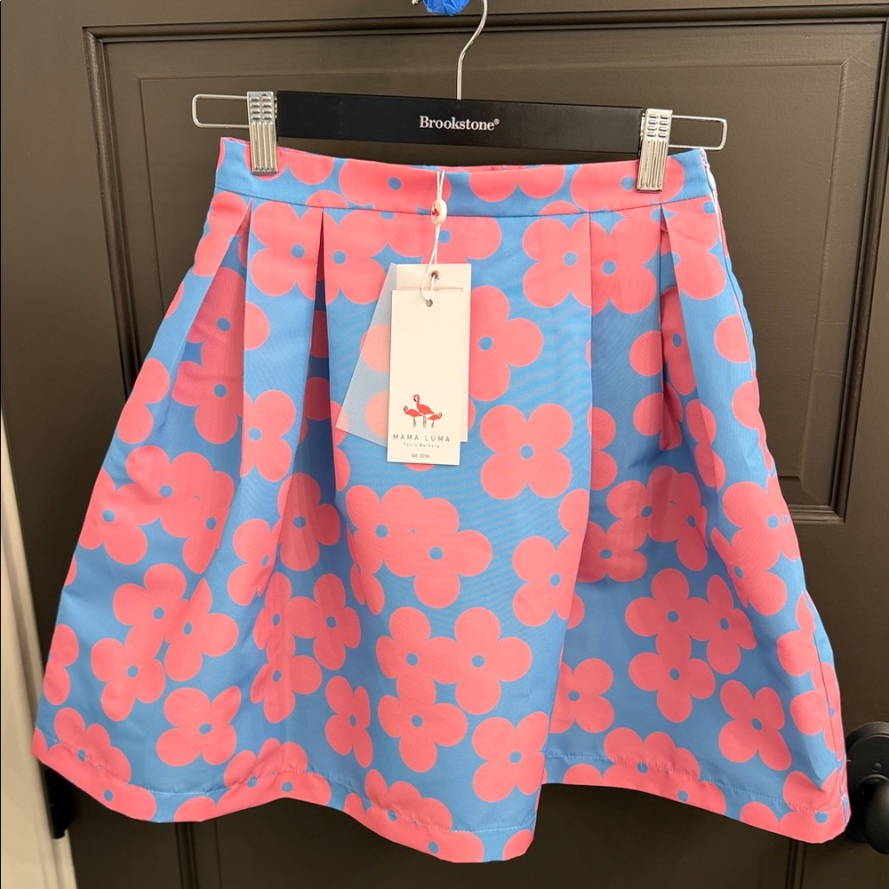 NWT Mama Luma Santa Barbara Floral Blue and Pink Skirt